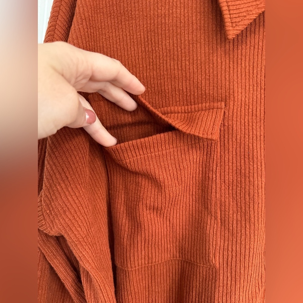 Pink Lily Orange Midi Dress with Collared Neckline - Picture 2 of 5